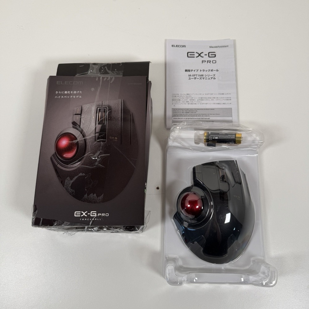 ELECOM EX-G Pro Trackball Mouse, Wired, Wireless, Bluetooth, Thumb Control